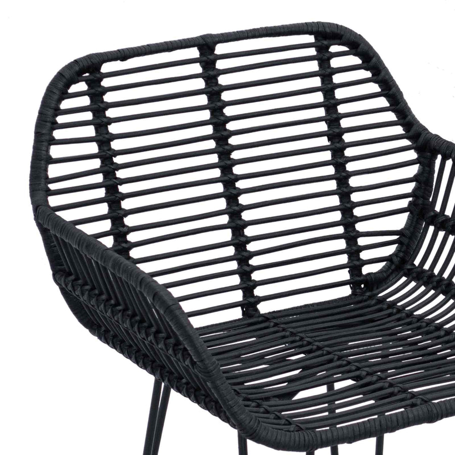 Barkruk 2 pcs Zwart 55 x 52 x 92 cm Riet en IJzer