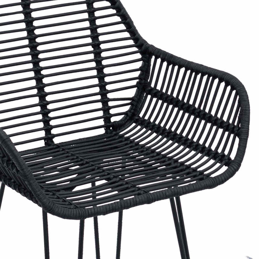 Barkruk 2 pcs Zwart 55 x 52 x 92 cm Riet en IJzer