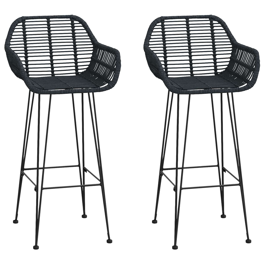 Barkruk 2 pcs Zwart 55 x 52 x 92 cm Riet en IJzer