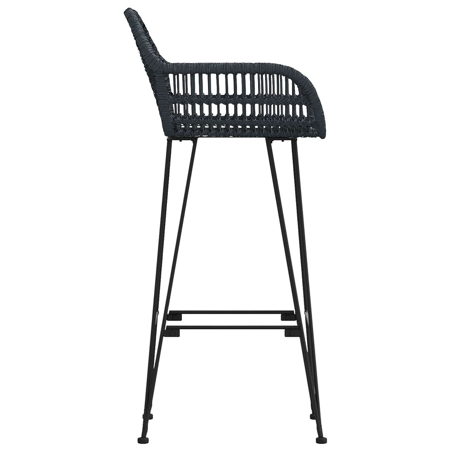 Barkruk 2 pcs Zwart 55 x 52 x 92 cm Riet en IJzer