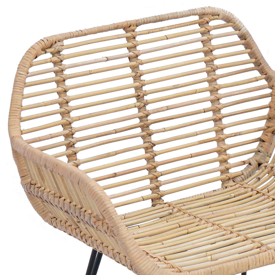 Eetkamerstoel 2 pcs Naturel 55 x 50 x 74 cm Riet en IJzer