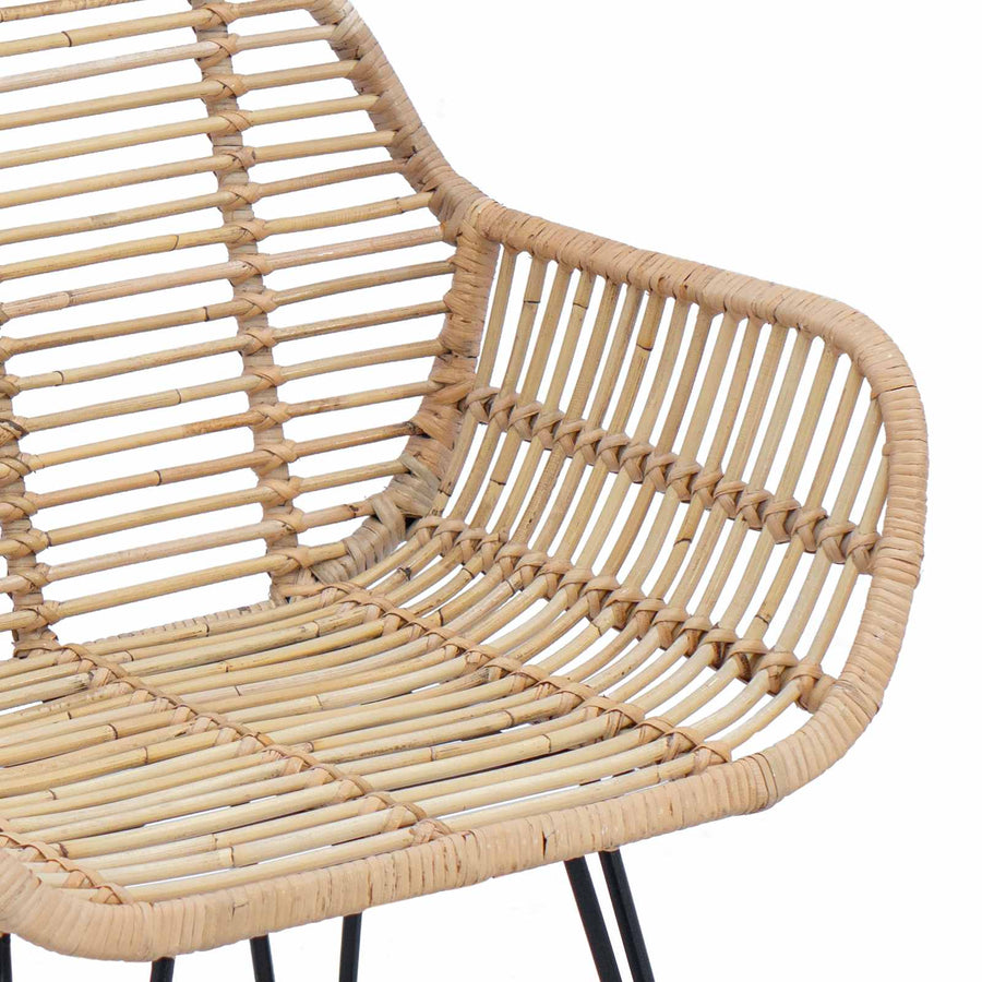 Eetkamerstoel 2 pcs Naturel 55 x 50 x 74 cm Riet en IJzer