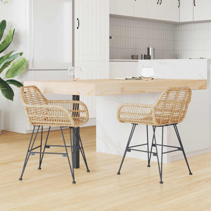 Eetkamerstoel 2 pcs Naturel 55 x 50 x 74 cm Riet en IJzer