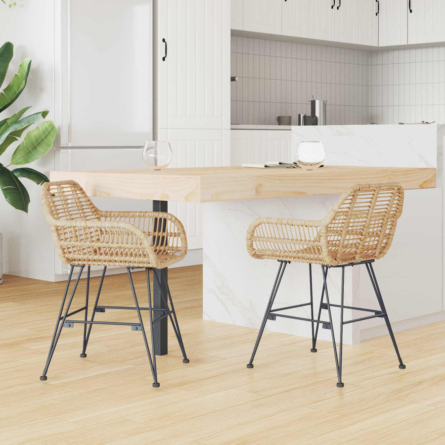 Eetkamerstoel 2 pcs Naturel 55 x 50 x 74 cm Riet en IJzer