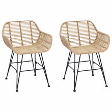 Eetkamerstoel 2 pcs Naturel 55 x 50 x 74 cm Riet en IJzer
