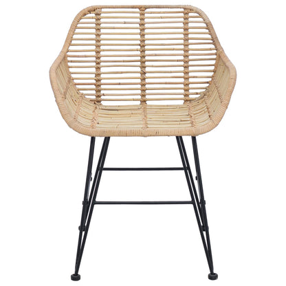 Eetkamerstoel 2 pcs Naturel 55 x 50 x 74 cm Riet en IJzer