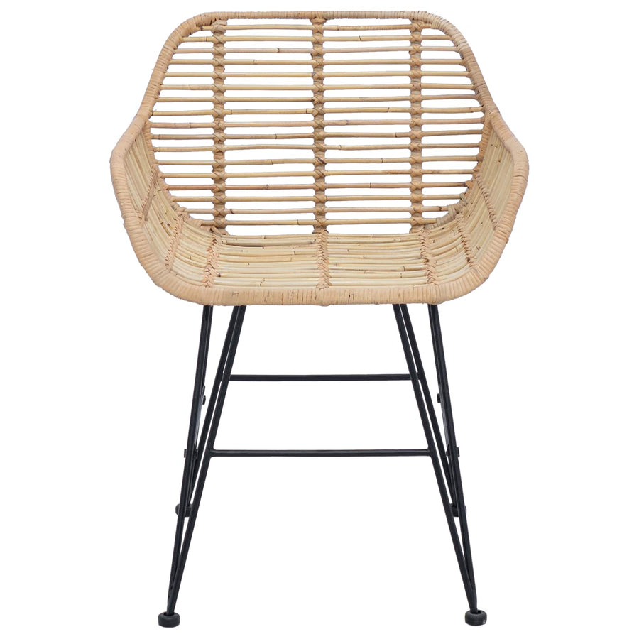 Eetkamerstoel 2 pcs Naturel 55 x 50 x 74 cm Riet en IJzer