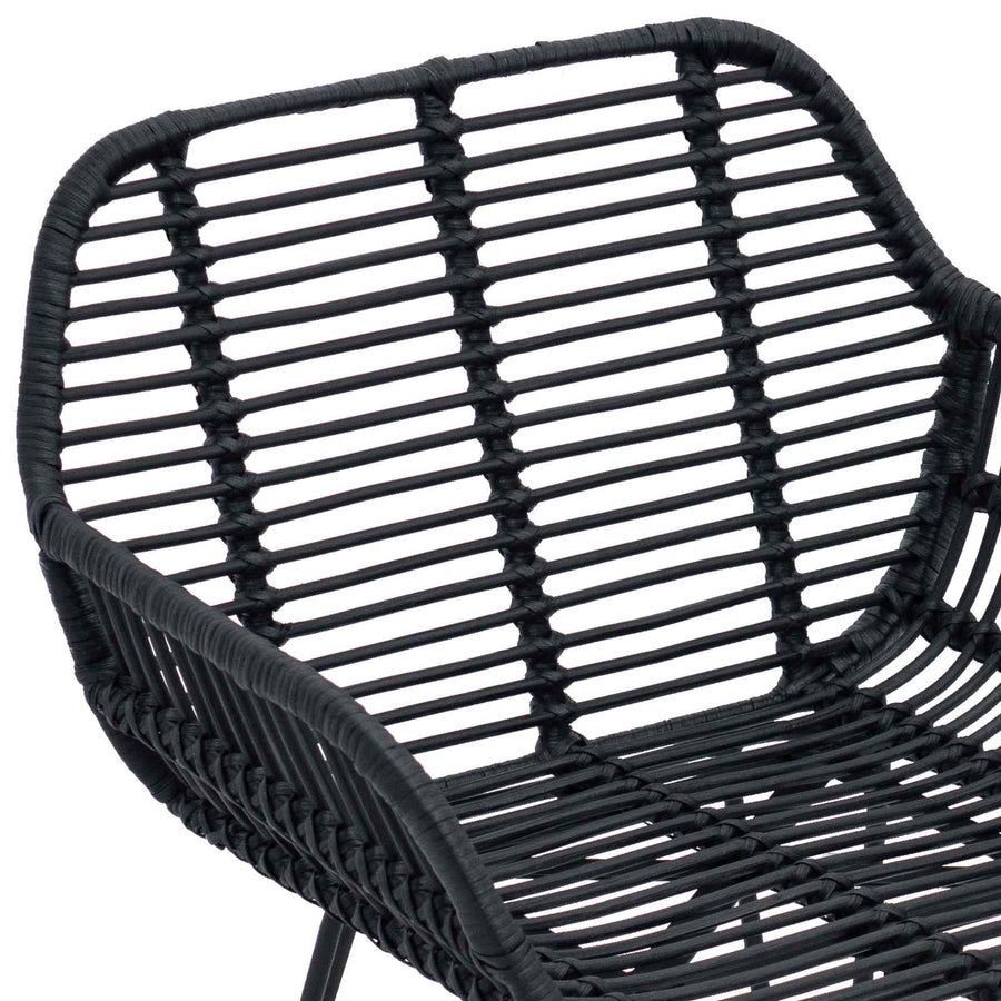 Eetkamerstoel 2 pcs Zwart 55 x 50 x 74 cm Riet en IJzer