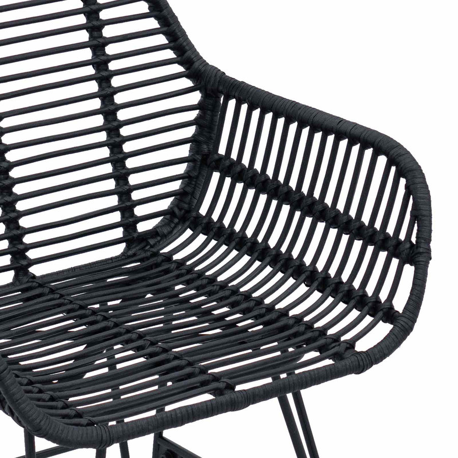 Eetkamerstoel 2 pcs Zwart 55 x 50 x 74 cm Riet en IJzer