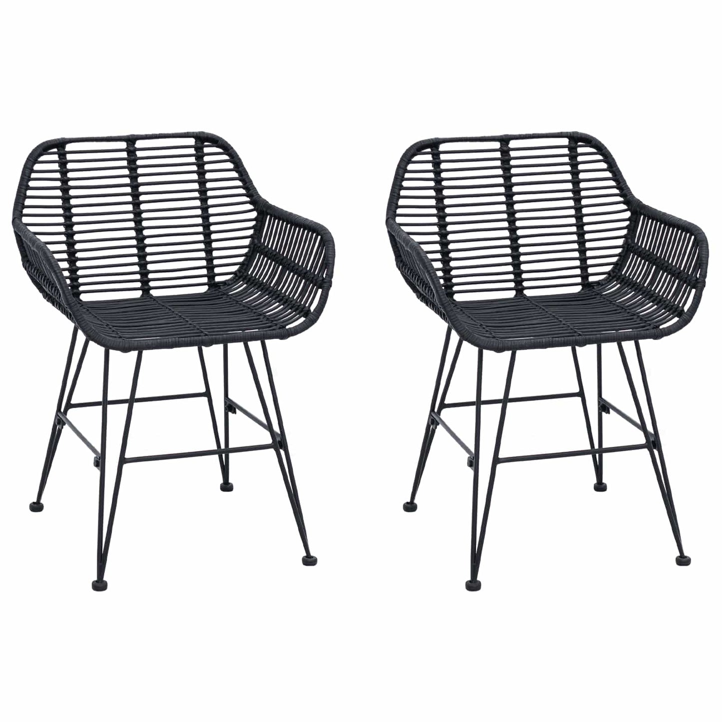 Eetkamerstoel 2 pcs Zwart 55 x 50 x 74 cm Riet en IJzer