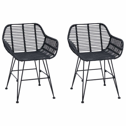 Eetkamerstoel 2 pcs Zwart 55 x 50 x 74 cm Riet en IJzer