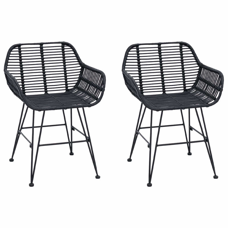 Eetkamerstoel 2 pcs Zwart 55 x 50 x 74 cm Riet en IJzer