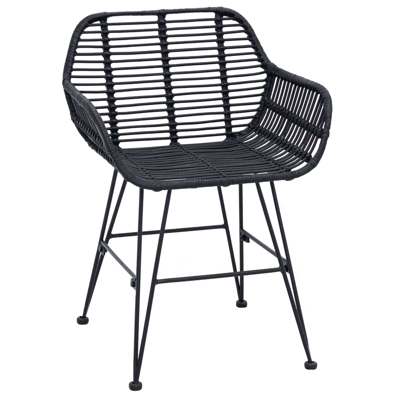 Eetkamerstoel 2 pcs Zwart 55 x 50 x 74 cm Riet en IJzer