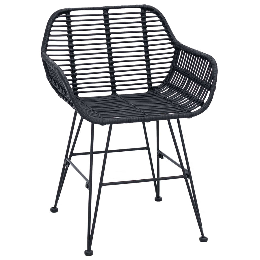 Eetkamerstoel 2 pcs Zwart 55 x 50 x 74 cm Riet en IJzer