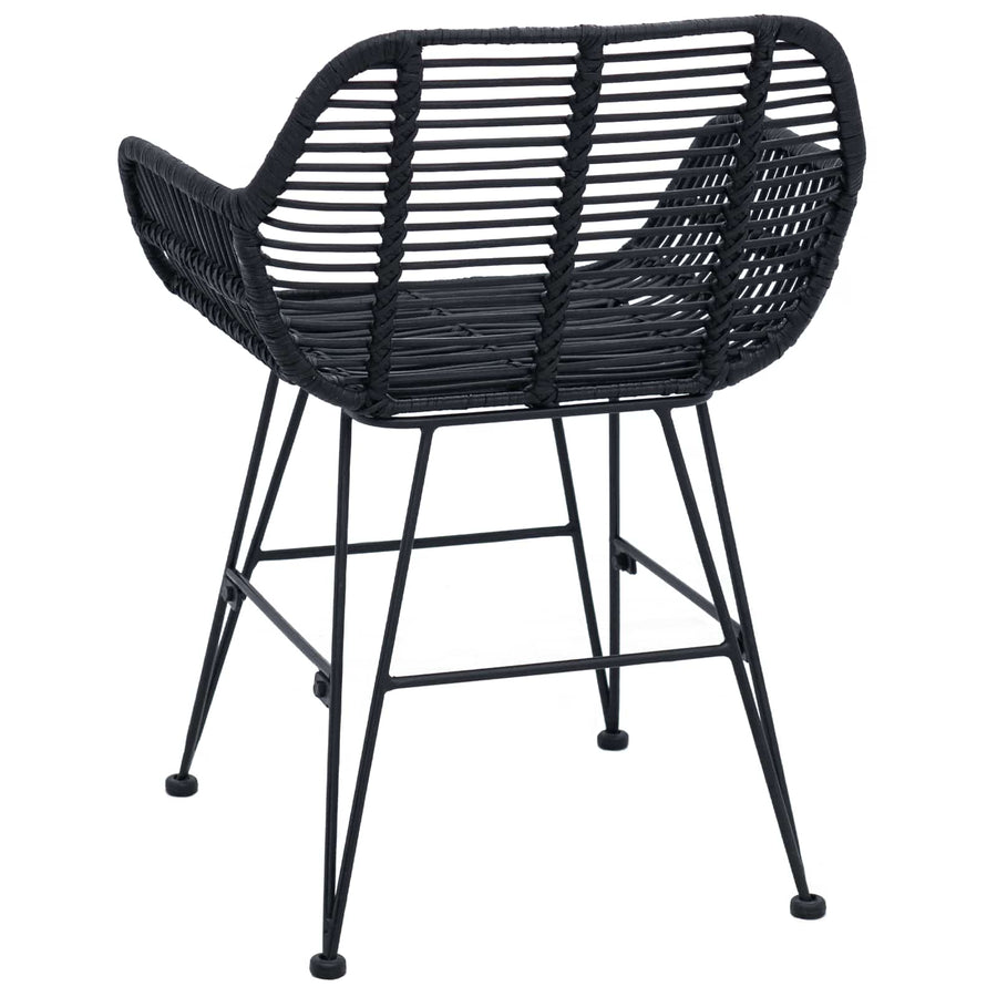 Eetkamerstoel 2 pcs Zwart 55 x 50 x 74 cm Riet en IJzer