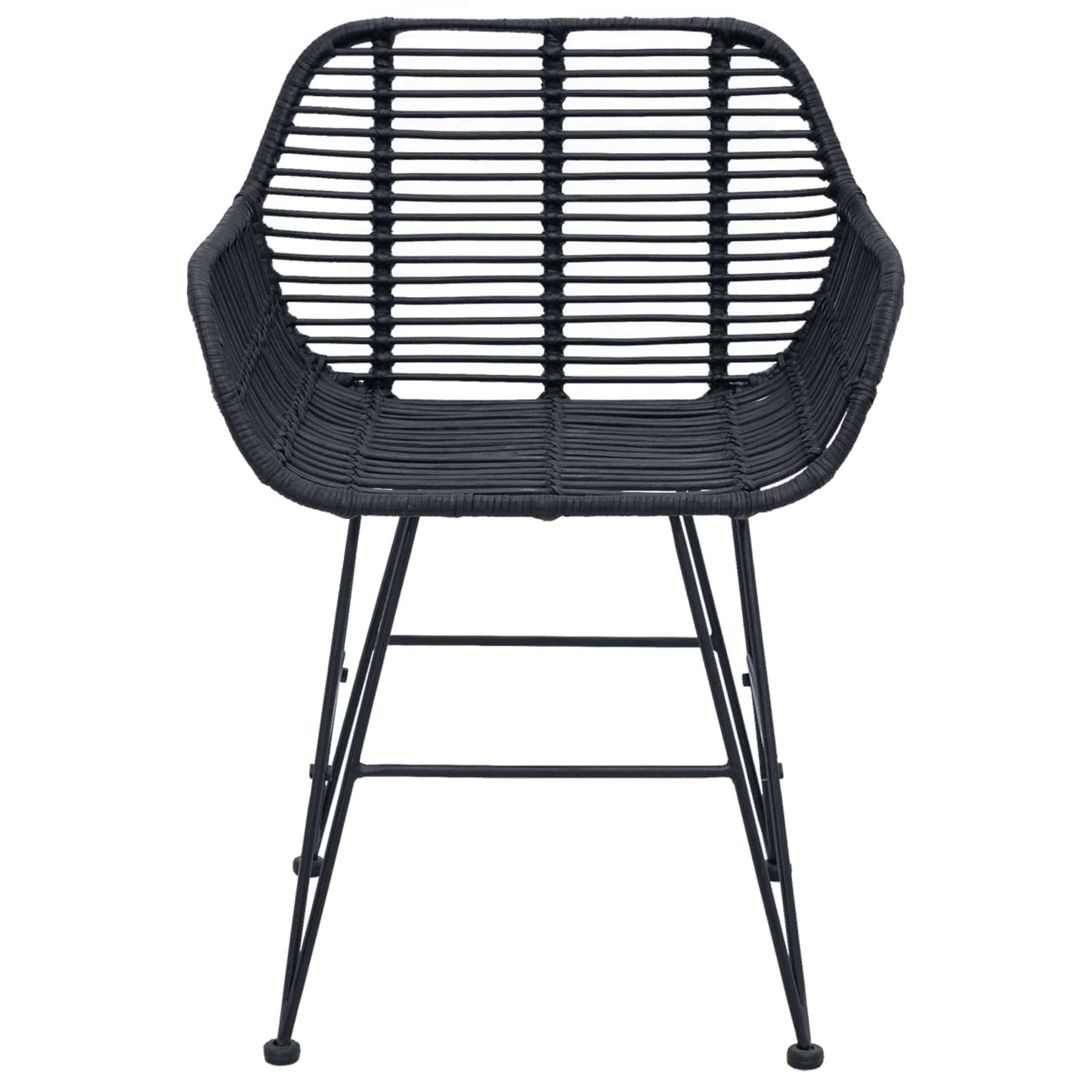 Eetkamerstoel 2 pcs Zwart 55 x 50 x 74 cm Riet en IJzer