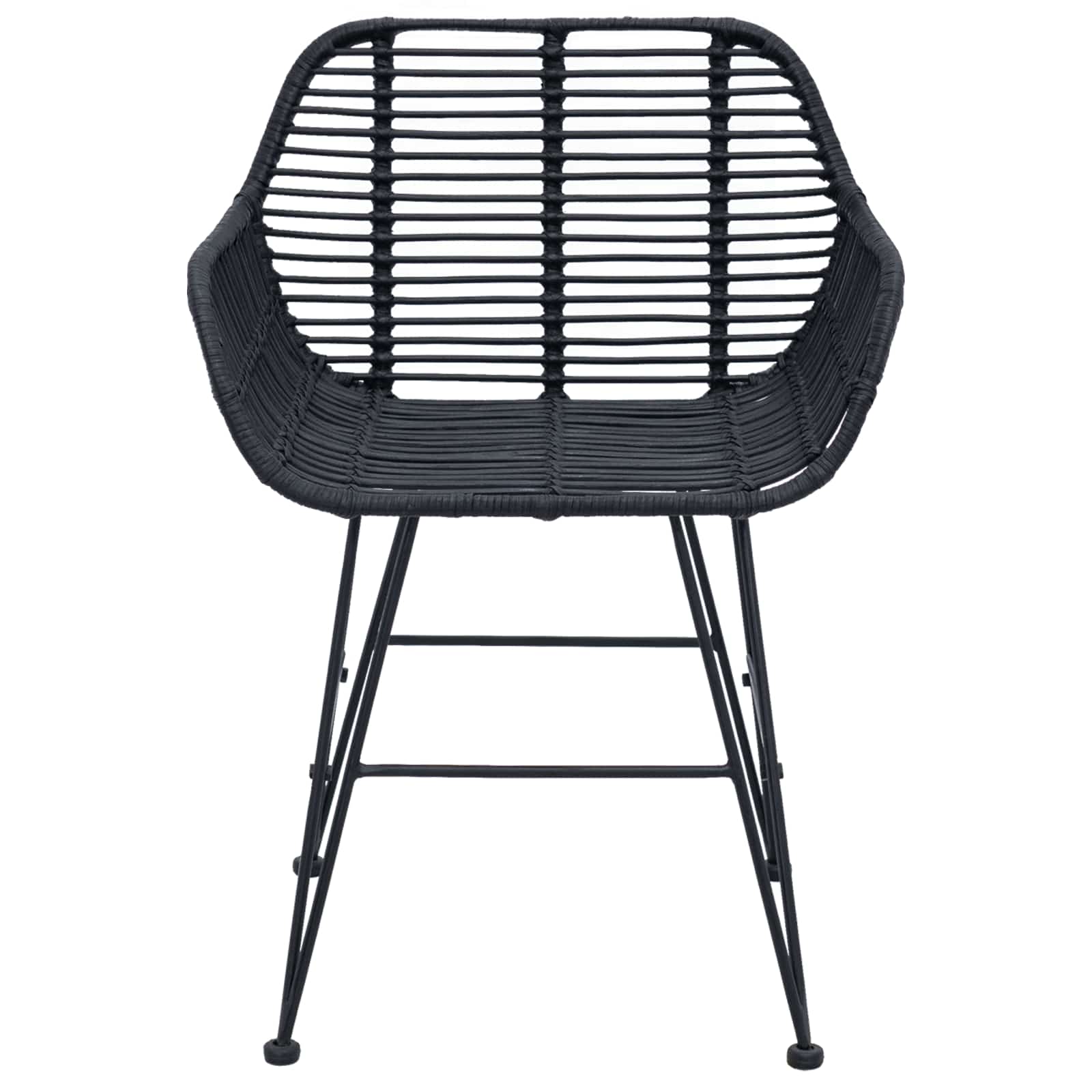 Eetkamerstoel 2 pcs Zwart 55 x 50 x 74 cm Riet en IJzer