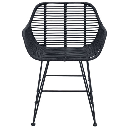 Eetkamerstoel 2 pcs Zwart 55 x 50 x 74 cm Riet en IJzer