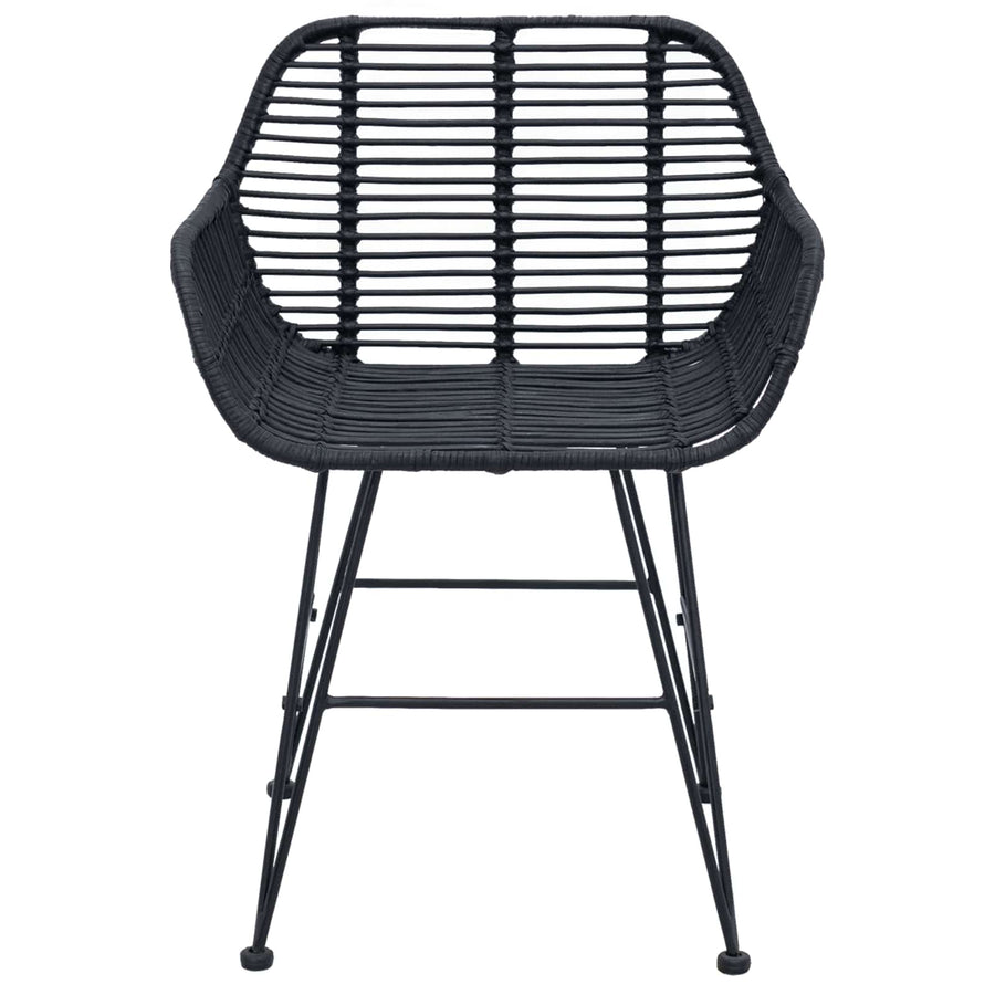 Eetkamerstoel 2 pcs Zwart 55 x 50 x 74 cm Riet en IJzer