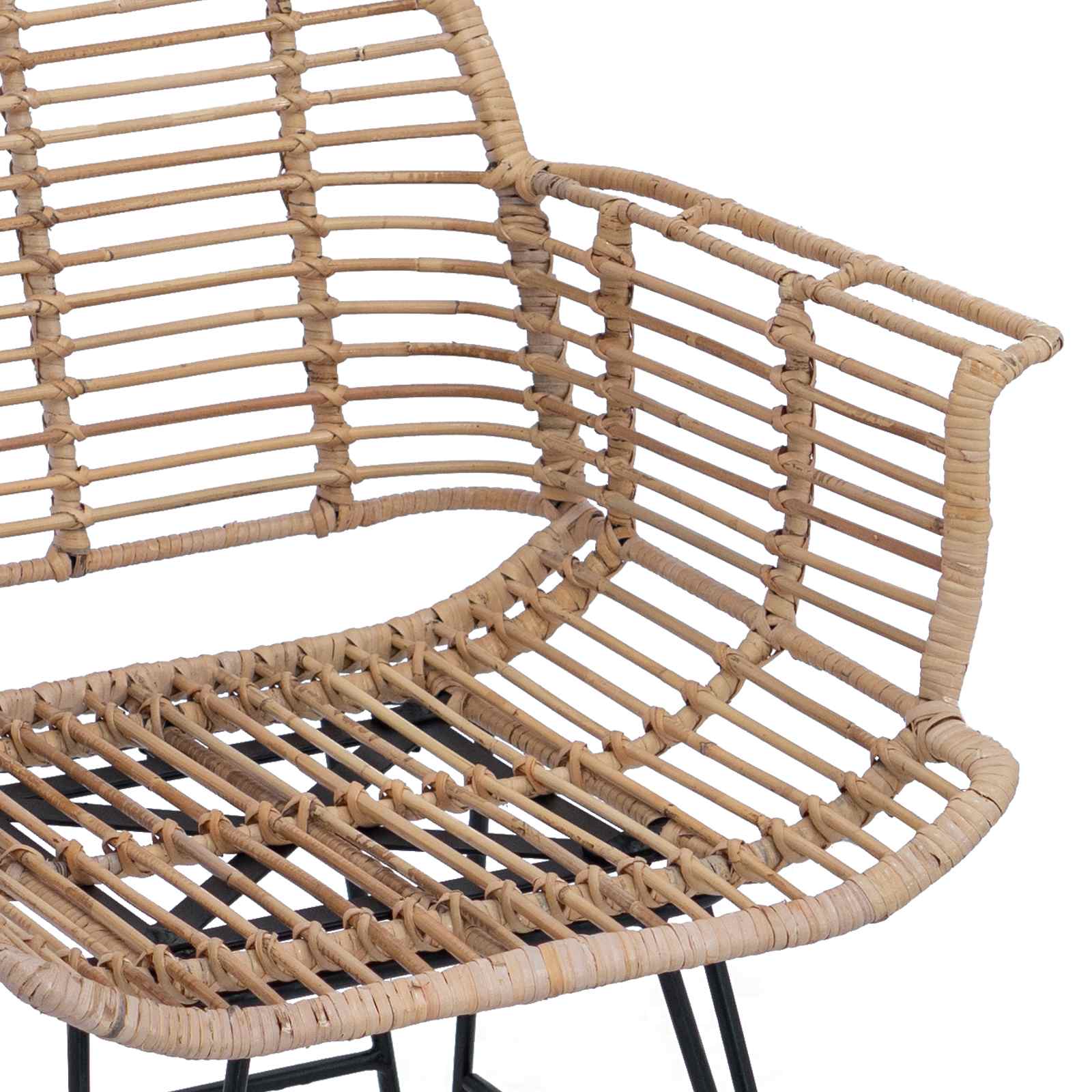 Eetkamerstoel 2 pcs Naturel 57 x 54,5 x 85 cm Riet en IJzer