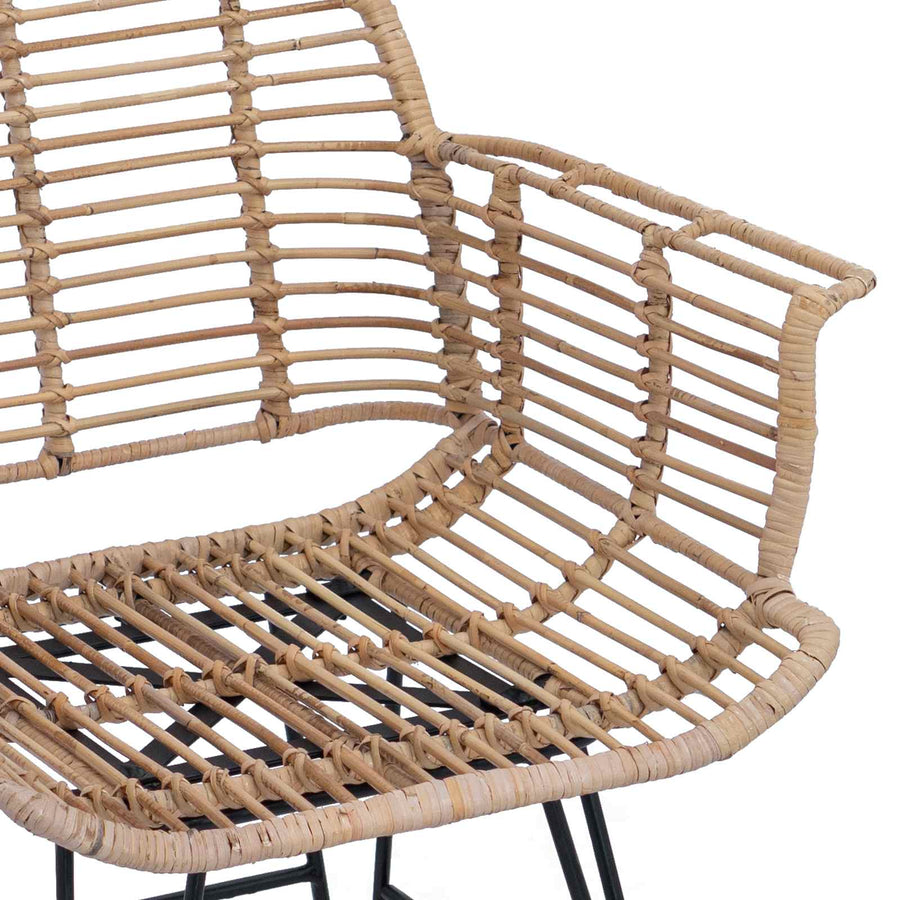 Eetkamerstoel 2 pcs Naturel 57 x 54,5 x 85 cm Riet en IJzer