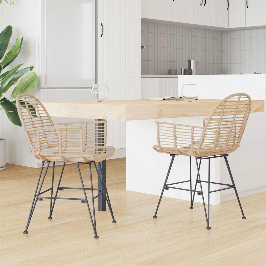 Eetkamerstoel 2 pcs Naturel 57 x 54,5 x 85 cm Riet en IJzer