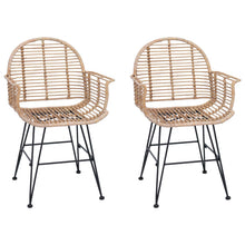 Eetkamerstoel 2 pcs Naturel 57 x 54,5 x 85 cm Riet en IJzer