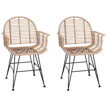 Eetkamerstoel 2 pcs Naturel 57 x 54,5 x 85 cm Riet en IJzer