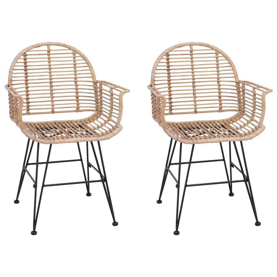 Eetkamerstoel 2 pcs Naturel 57 x 54,5 x 85 cm Riet en IJzer