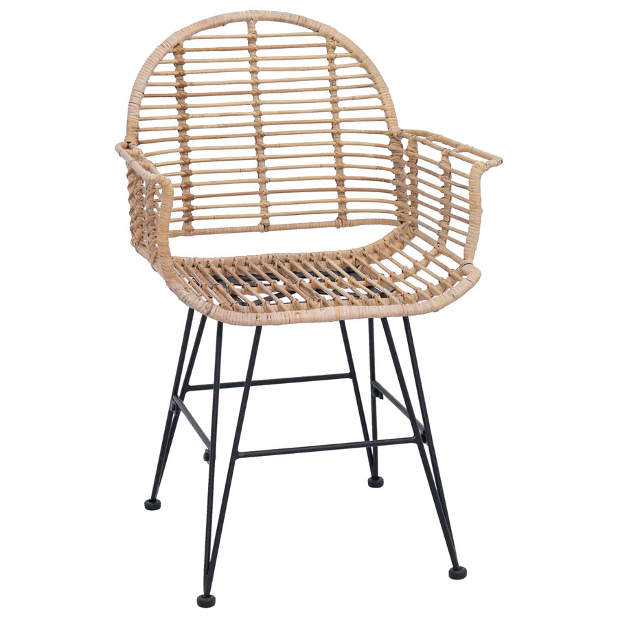 Eetkamerstoel 2 pcs Naturel 57 x 54,5 x 85 cm Riet en IJzer