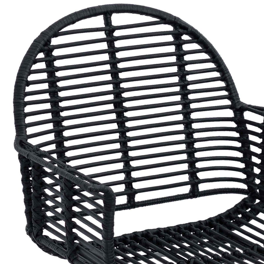 Eetkamerstoel 2 pcs Zwart 44 x 44 x 74 cm Riet en IJzer
