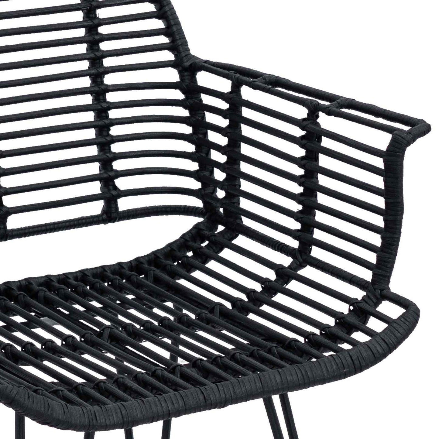 Eetkamerstoel 2 pcs Zwart 44 x 44 x 74 cm Riet en IJzer