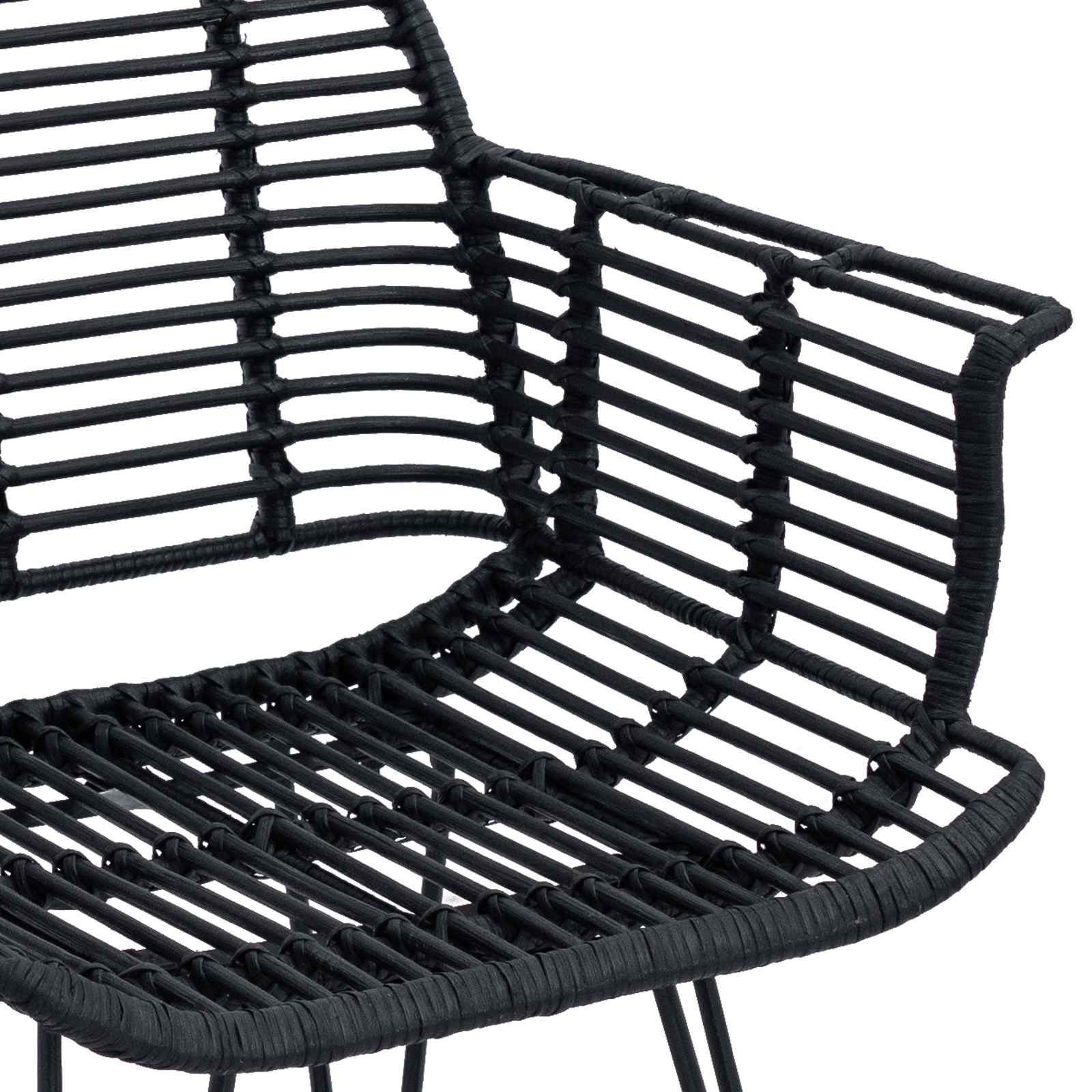 Eetkamerstoel 2 pcs Zwart 44 x 44 x 74 cm Riet en IJzer