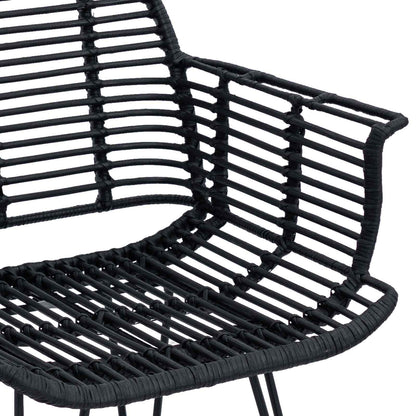 Eetkamerstoel 2 pcs Zwart 44 x 44 x 74 cm Riet en IJzer
