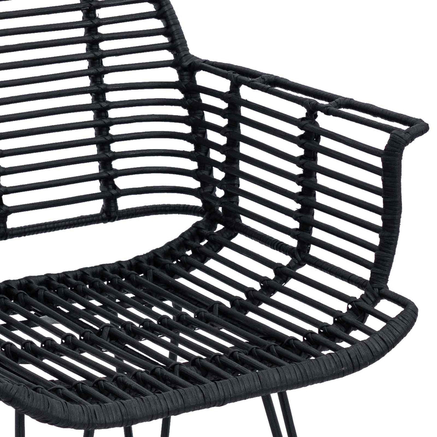 Eetkamerstoel 2 pcs Zwart 44 x 44 x 74 cm Riet en IJzer
