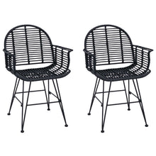 Eetkamerstoel 2 pcs Zwart 44 x 44 x 74 cm Riet en IJzer