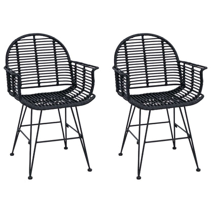 Eetkamerstoel 2 pcs Zwart 44 x 44 x 74 cm Riet en IJzer