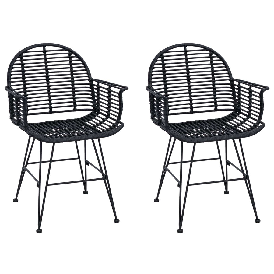 Eetkamerstoel 2 pcs Zwart 44 x 44 x 74 cm Riet en IJzer