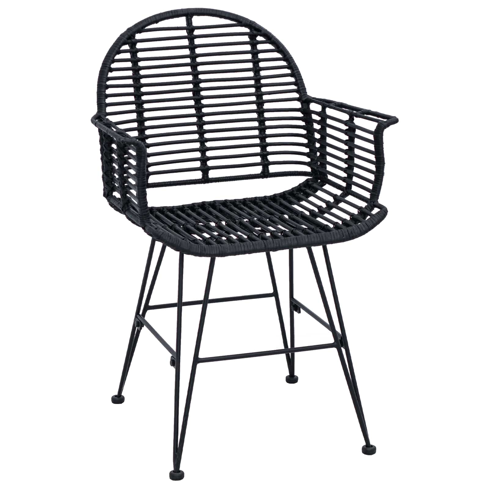 Eetkamerstoel 2 pcs Zwart 44 x 44 x 74 cm Riet en IJzer