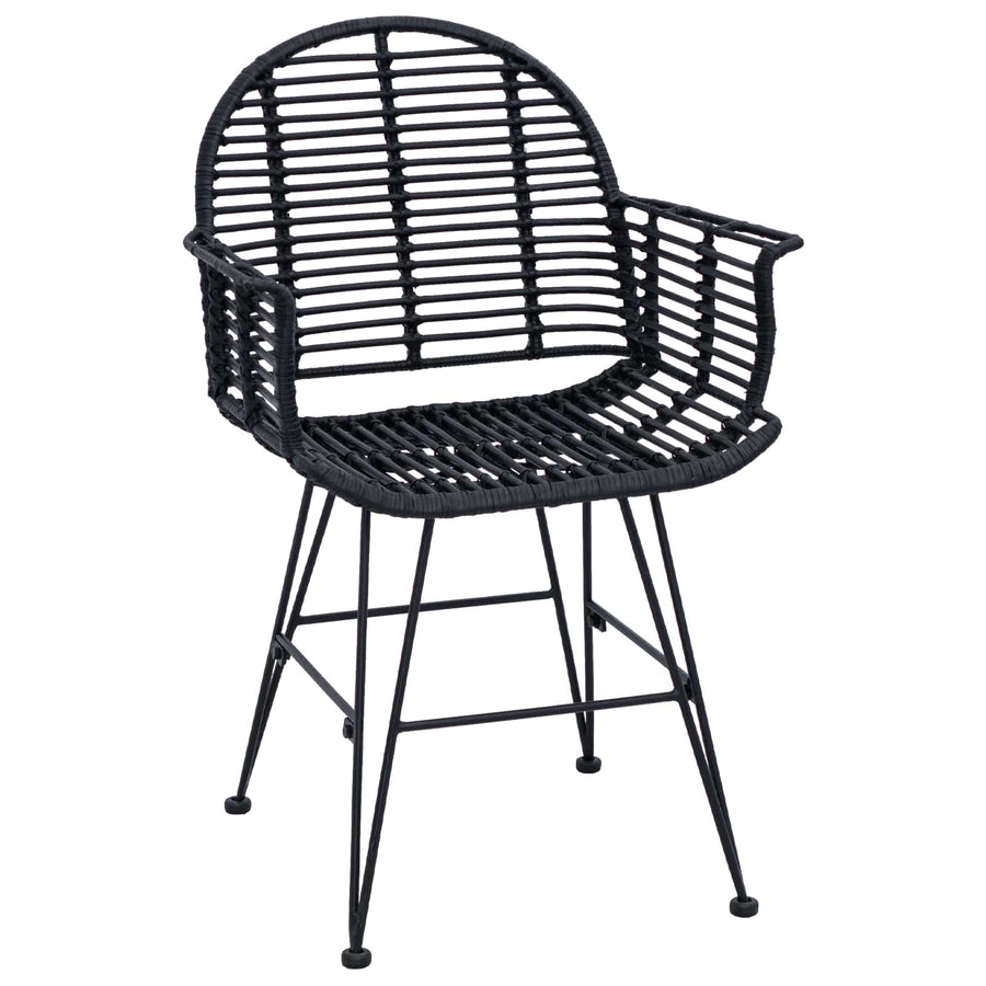 Eetkamerstoel 2 pcs Zwart 44 x 44 x 74 cm Riet en IJzer