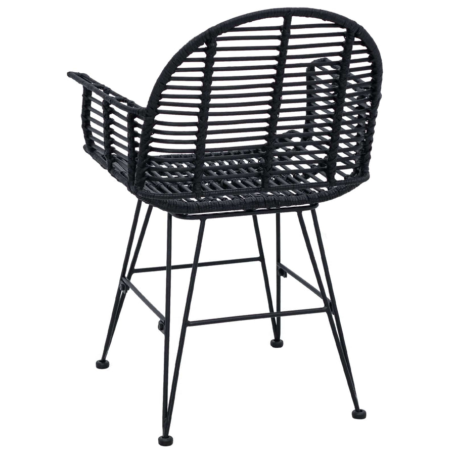 Eetkamerstoel 2 pcs Zwart 44 x 44 x 74 cm Riet en IJzer