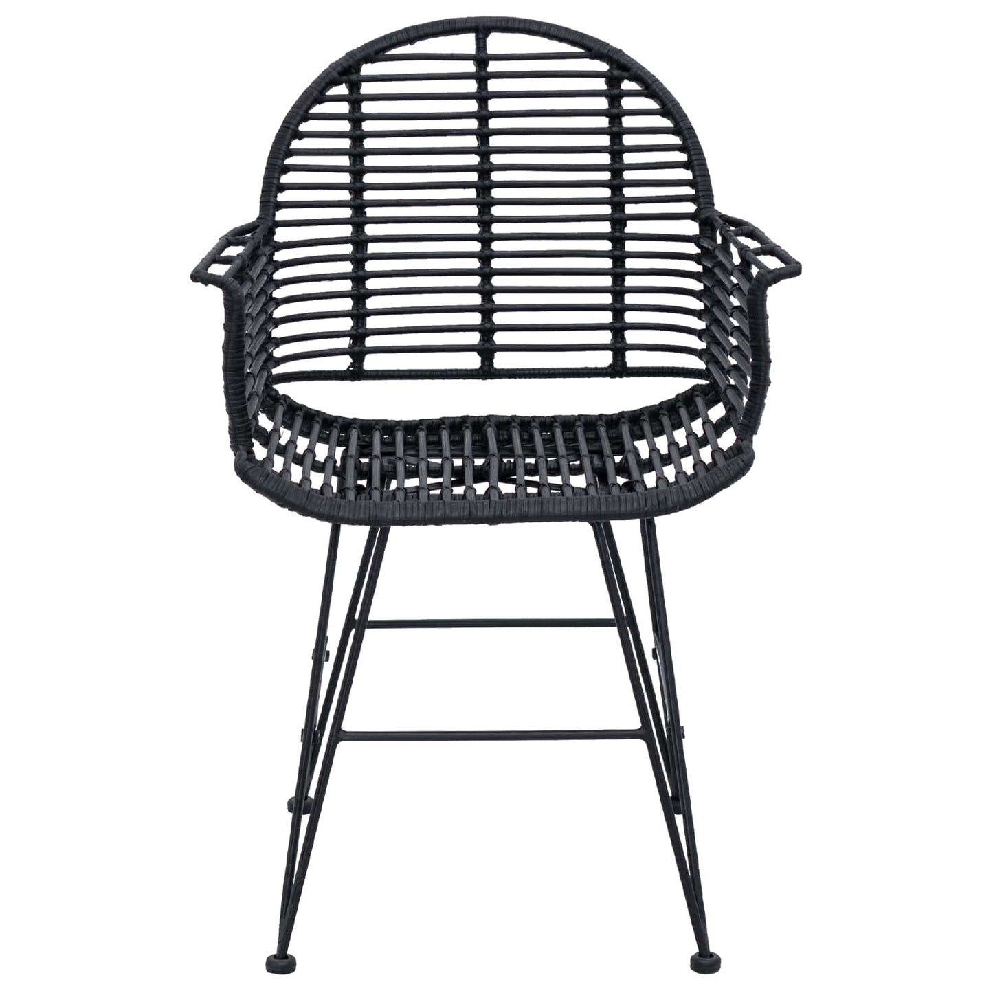 Eetkamerstoel 2 pcs Zwart 44 x 44 x 74 cm Riet en IJzer