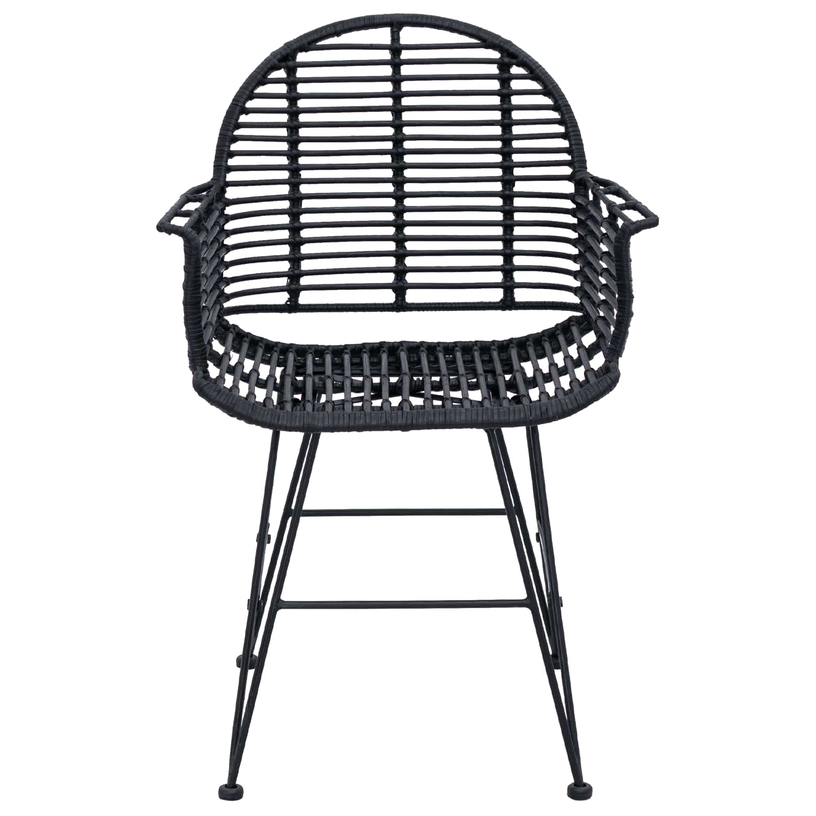 Eetkamerstoel 2 pcs Zwart 44 x 44 x 74 cm Riet en IJzer
