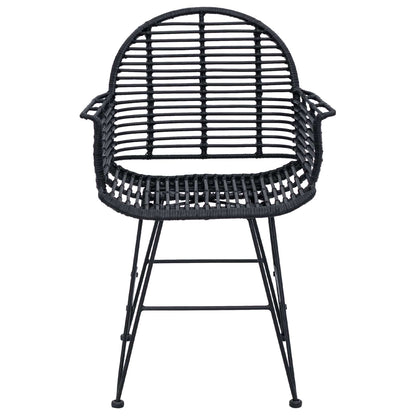 Eetkamerstoel 2 pcs Zwart 44 x 44 x 74 cm Riet en IJzer