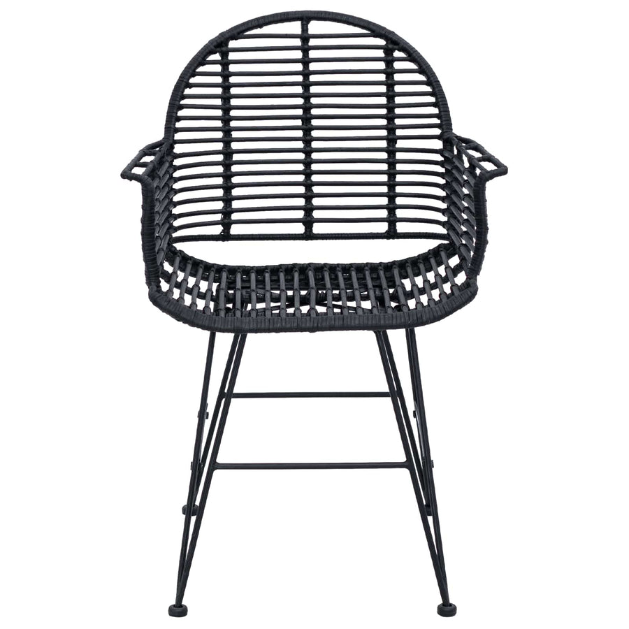 Eetkamerstoel 2 pcs Zwart 44 x 44 x 74 cm Riet en IJzer