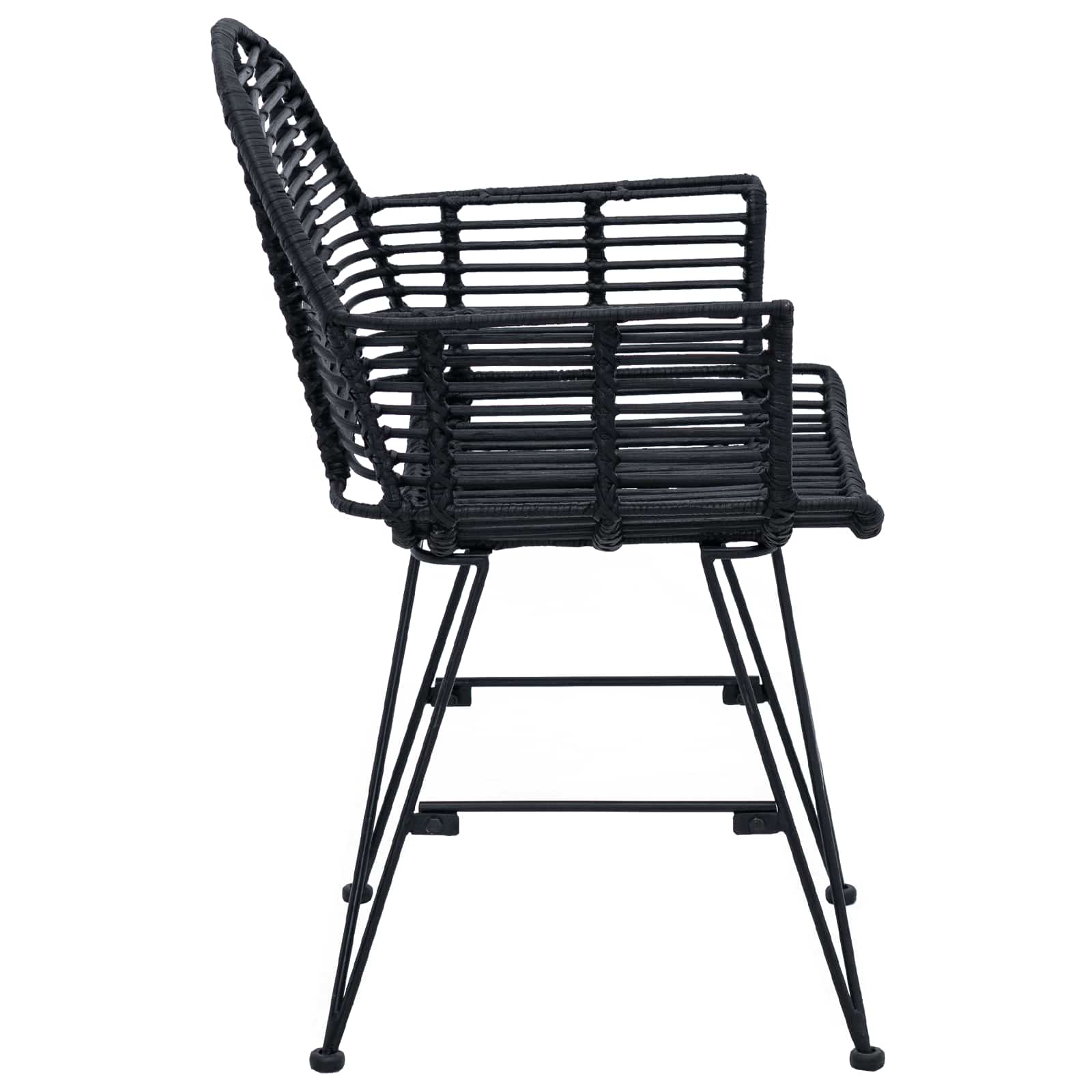 Eetkamerstoel 2 pcs Zwart 44 x 44 x 74 cm Riet en IJzer