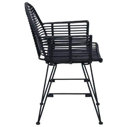 Eetkamerstoel 2 pcs Zwart 44 x 44 x 74 cm Riet en IJzer