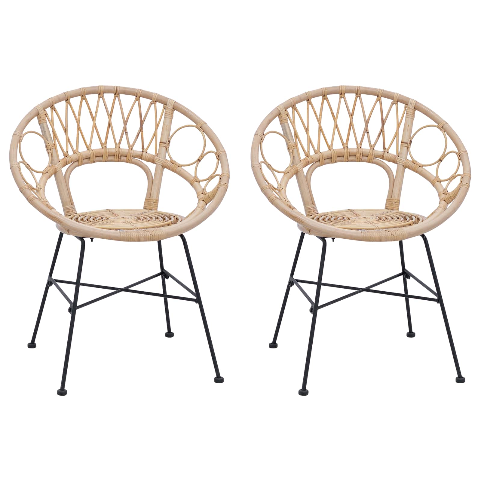 Eetkamerstoel 2 pcs Naturel 65 x 55,5 x 81 cm Riet en IJzer
