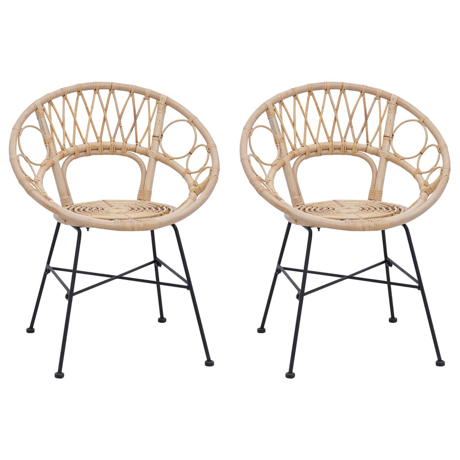 Eetkamerstoel 2 pcs Naturel 65 x 55,5 x 81 cm Riet en IJzer