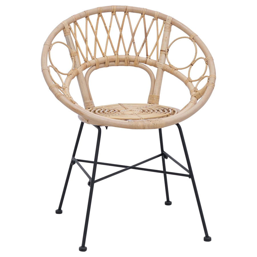 Eetkamerstoel 2 pcs Naturel 65 x 55,5 x 81 cm Riet en IJzer